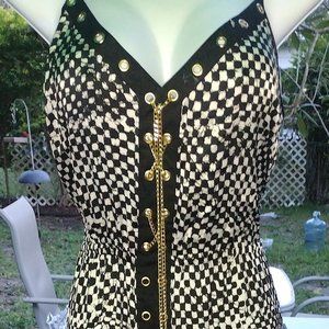 Michael Kors Maxi Dress Black and Gold graphic print